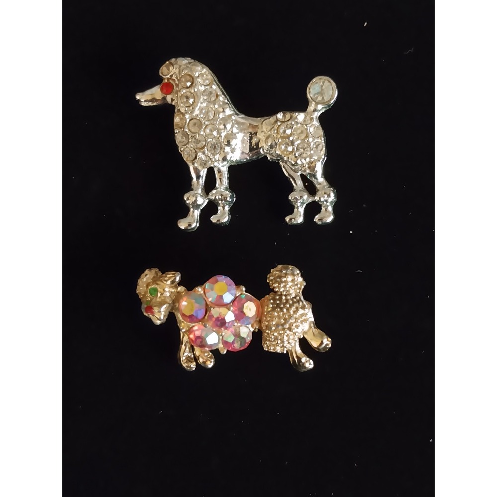 VINTAGE POODLES PINS BROOCHS LOT OF 2